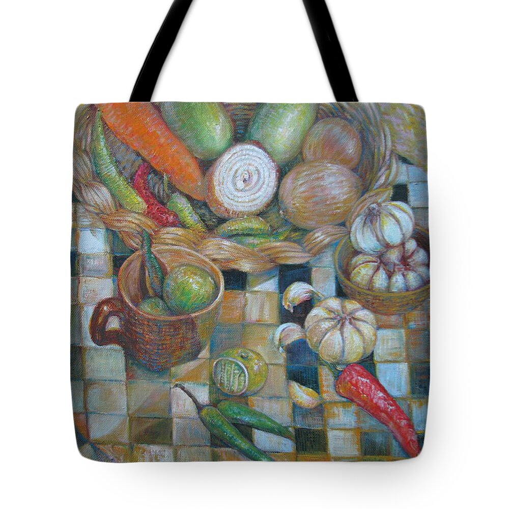 Orange Tote Bag featuring the painting The Orange and The Green by Sukalya Chearanantana