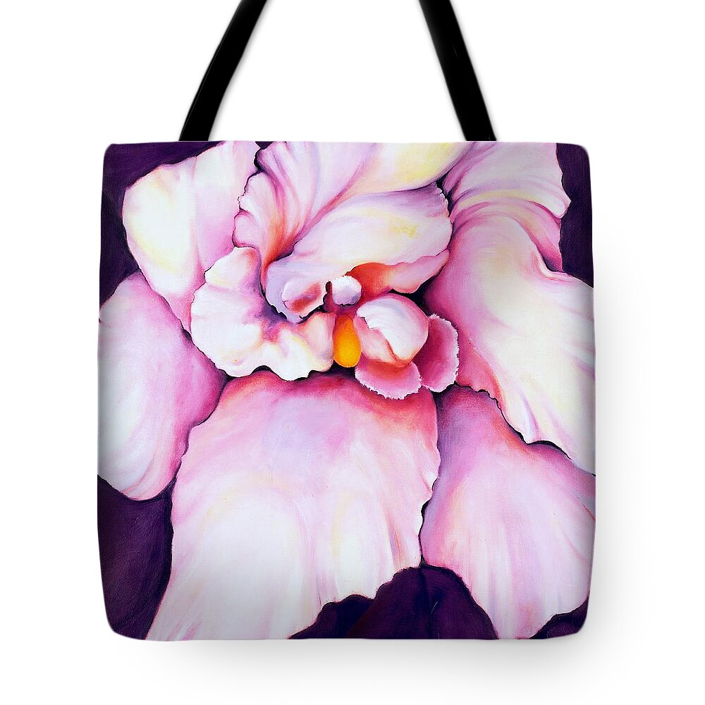 Orcdhid Bloom Artwork Tote Bag featuring the painting The Orchid by Jordana Sands