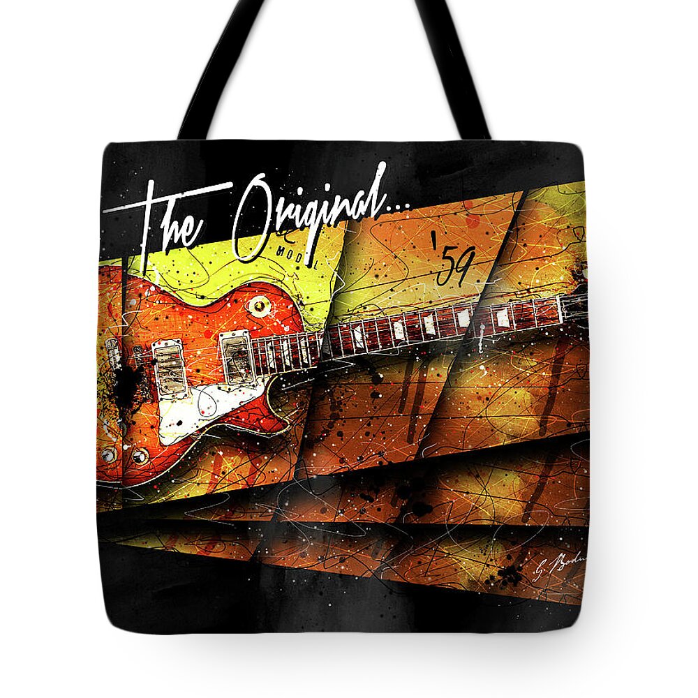 Guitar Art Tote Bag featuring the digital art The Original 59 by Gary Bodnar