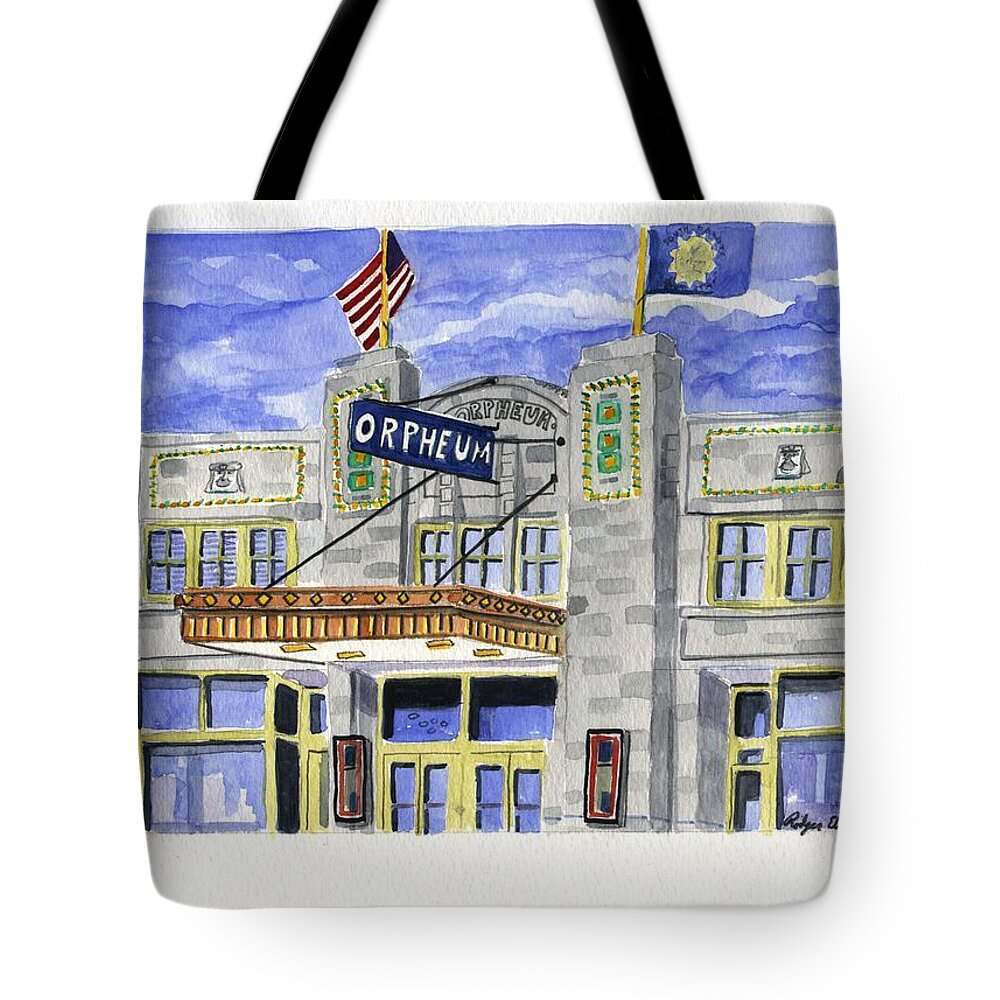 Plein Air Tote Bag featuring the painting The Orpheum by Rodger Ellingson