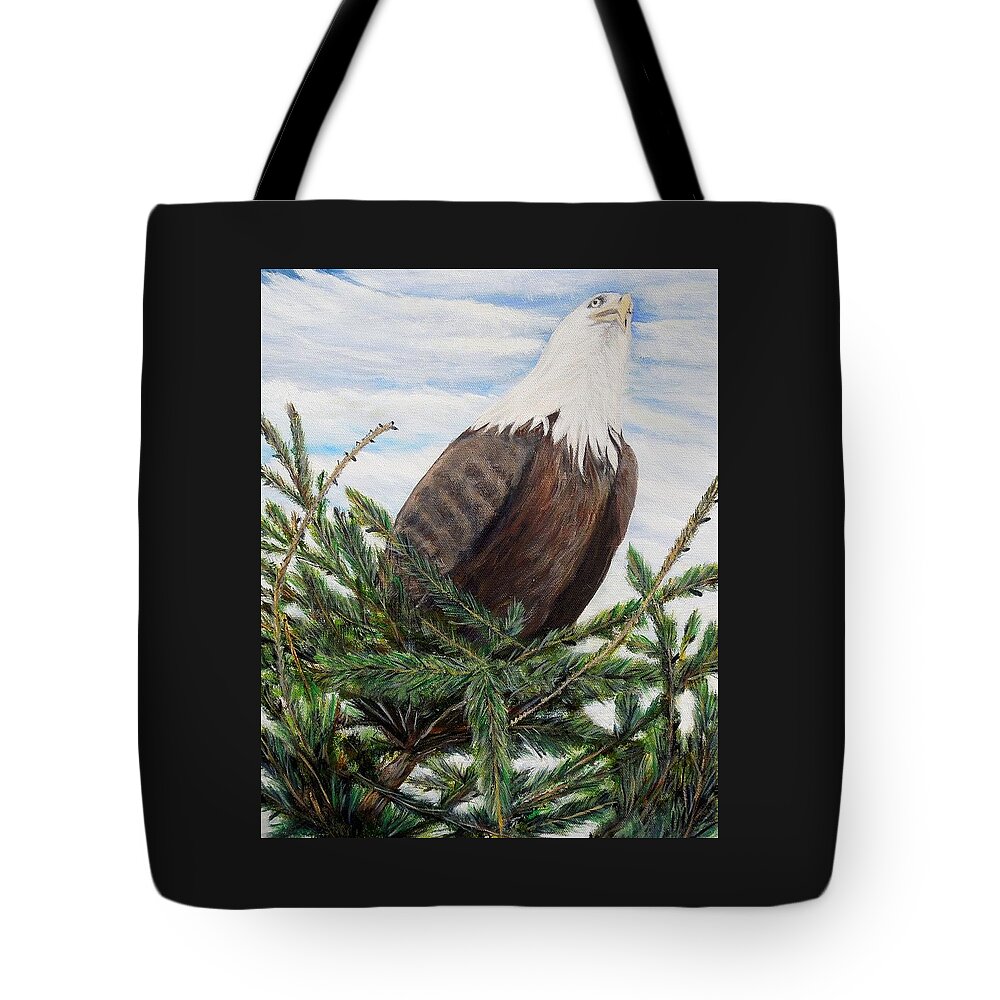 Eagle Tote Bag featuring the painting The Oversee'er by Marilyn McNish