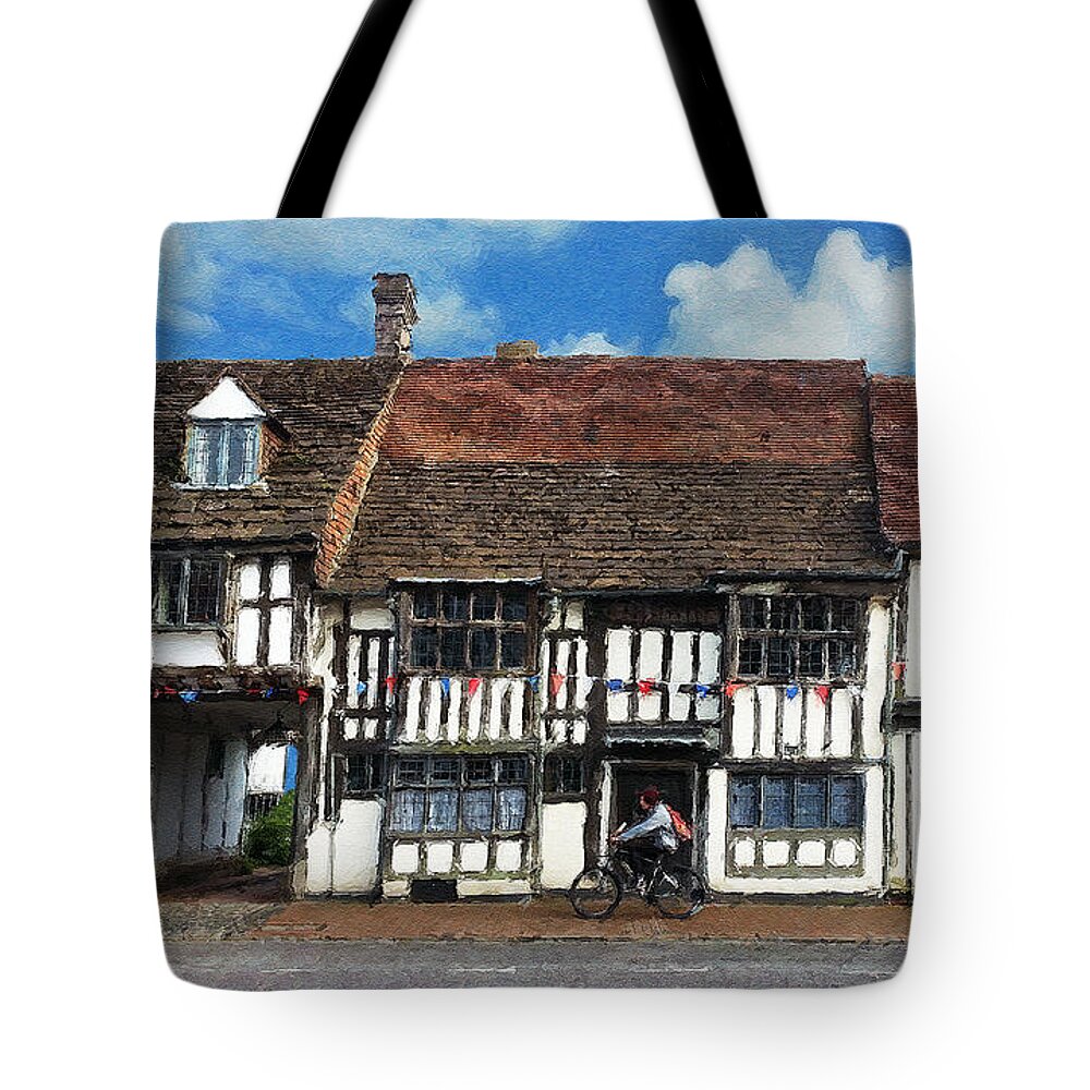 East Grinstead Tote Bag featuring the digital art The Paperboy by Julian Perry