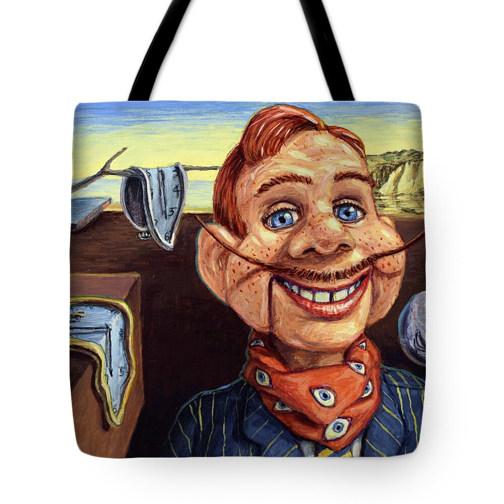 Howdy Doody Tote Bag featuring the painting The Persistence of Doody by James W Johnson
