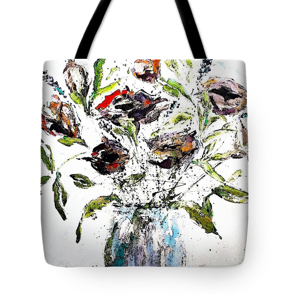 Playful Tote Bag featuring the painting The Playful Captive Bouquet by Lisa Kaiser