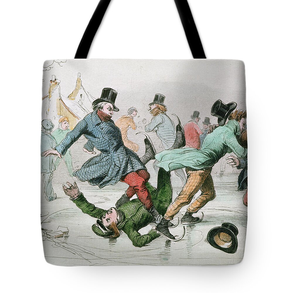 Skater Tote Bag featuring the painting The Pleasures of Winter by Victor Adam