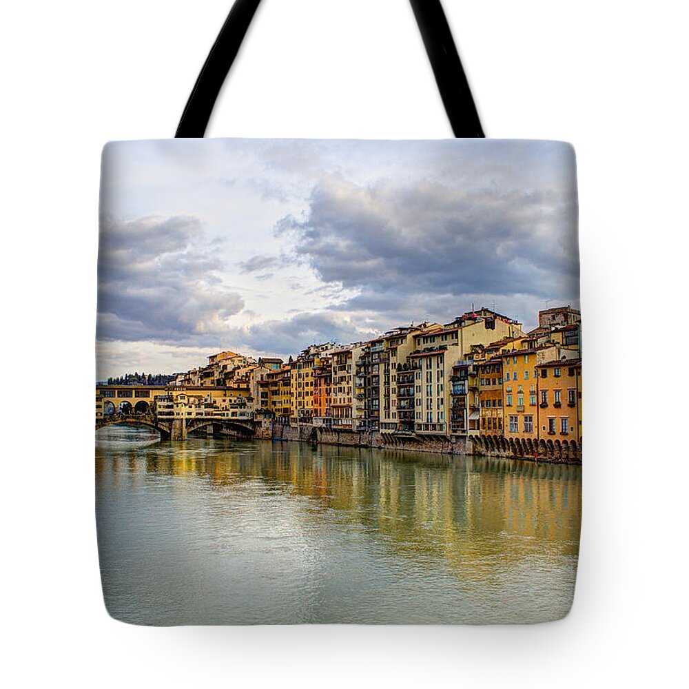 The Ponte Vecchio Tote Bag featuring the photograph The Ponte Vecchio and Florence by Wade Brooks
