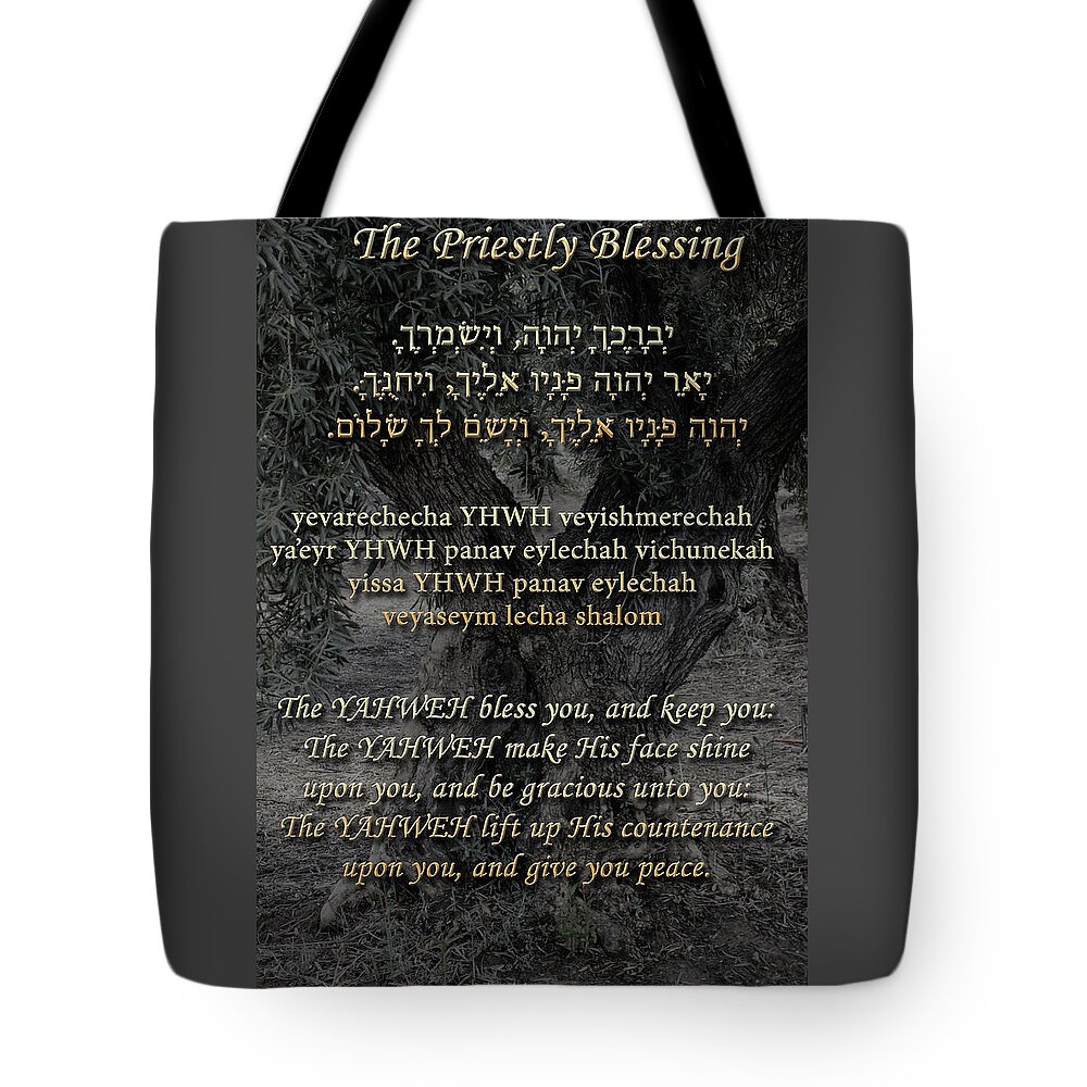 Blessing Tote Bag featuring the photograph The Priestly Blessing Olive Tree by Tikvah's Hope