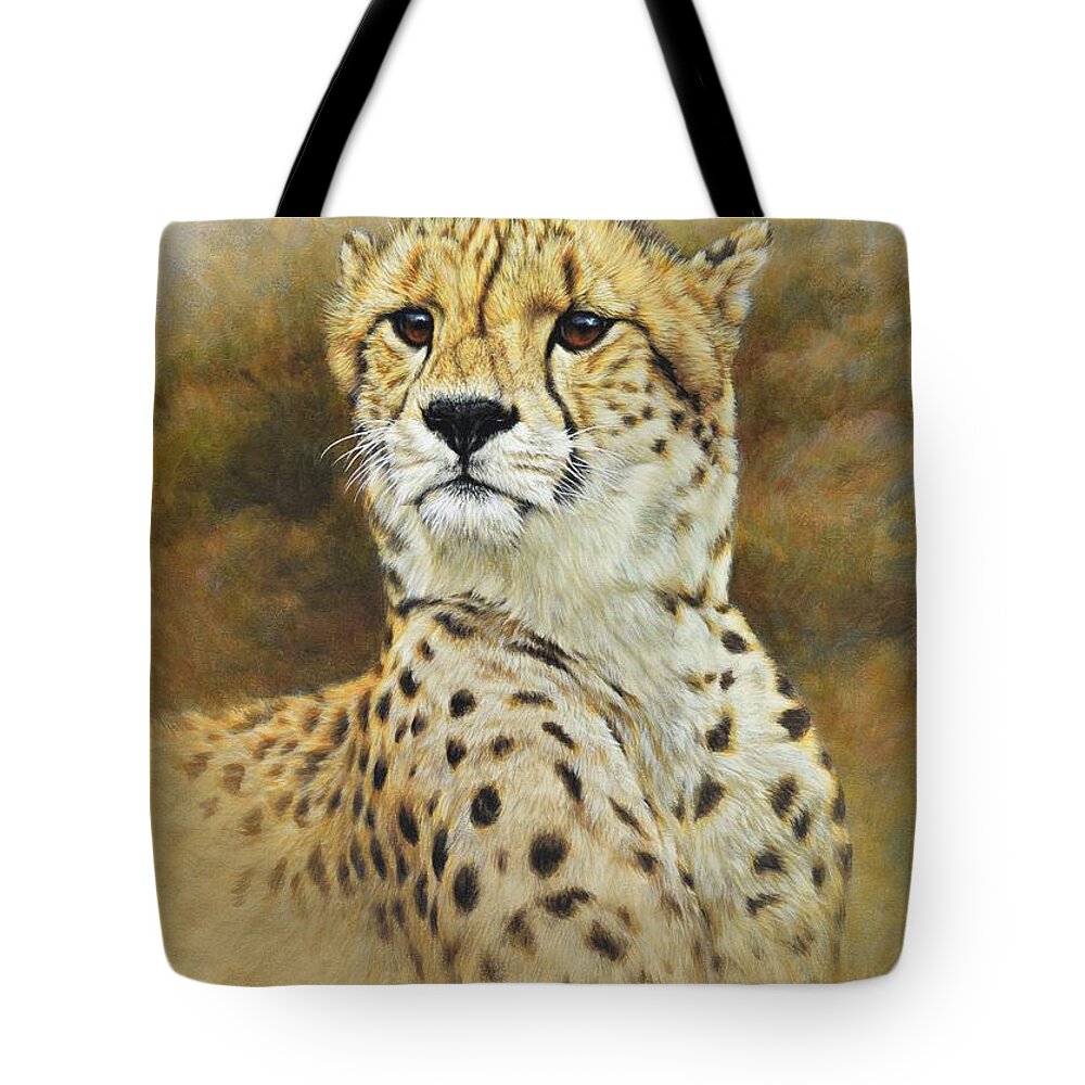 Wildlife Paintings Tote Bag featuring the painting The Prince - Cheetah by Alan M Hunt