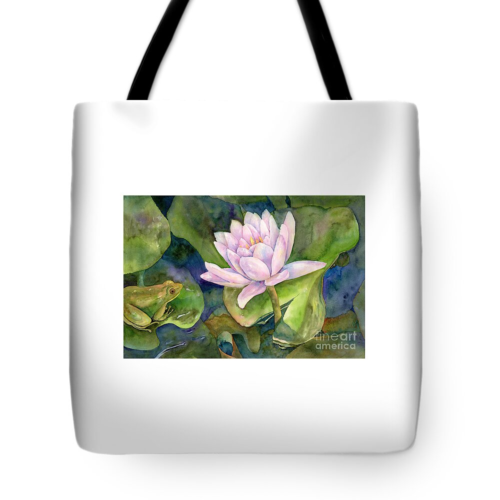 Frog Tote Bag featuring the painting The Prince of Peace Pond by Amy Kirkpatrick