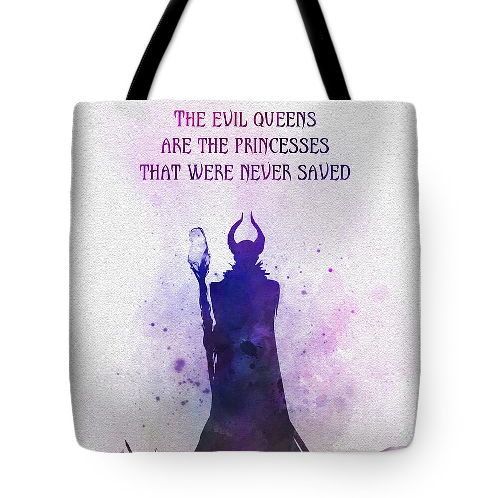 Maleficent Tote Bag featuring the mixed media The Princess that was never saved by My Inspiration