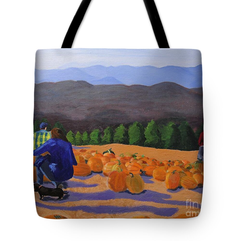 Pumpkins Tote Bag featuring the painting The Pumpkin Patch by Marina McLain