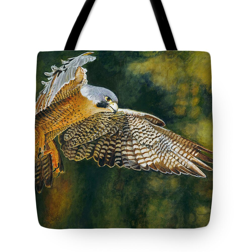 Bird Tote Bag featuring the painting The Pursuit by Carol McCarty