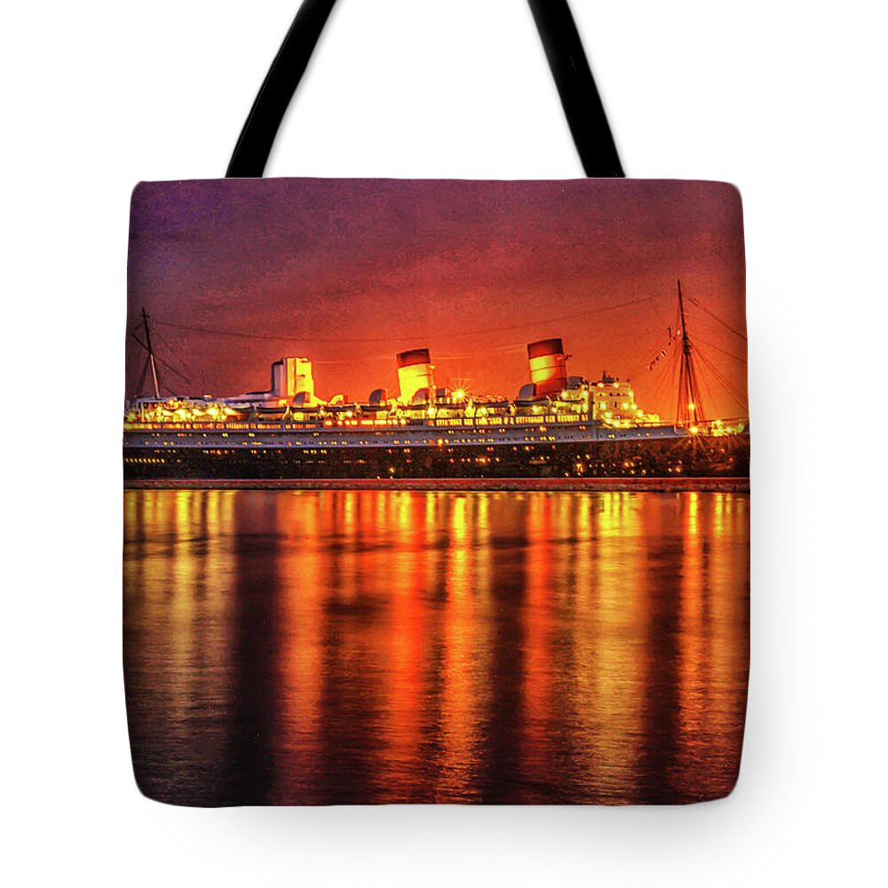Queen Mary Tote Bag featuring the photograph The Queen Mary by Robert Hebert