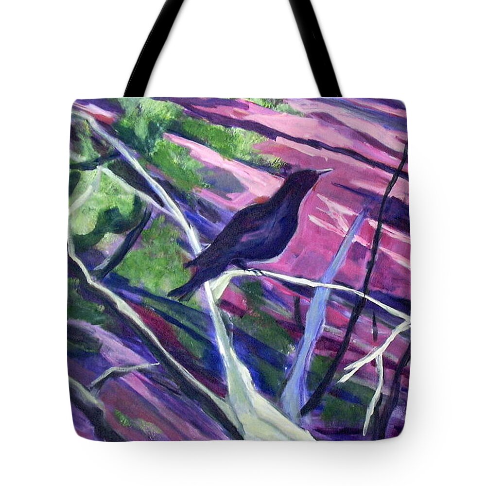 Raven Painting Tote Bag featuring the painting The Raven by Betty Pieper