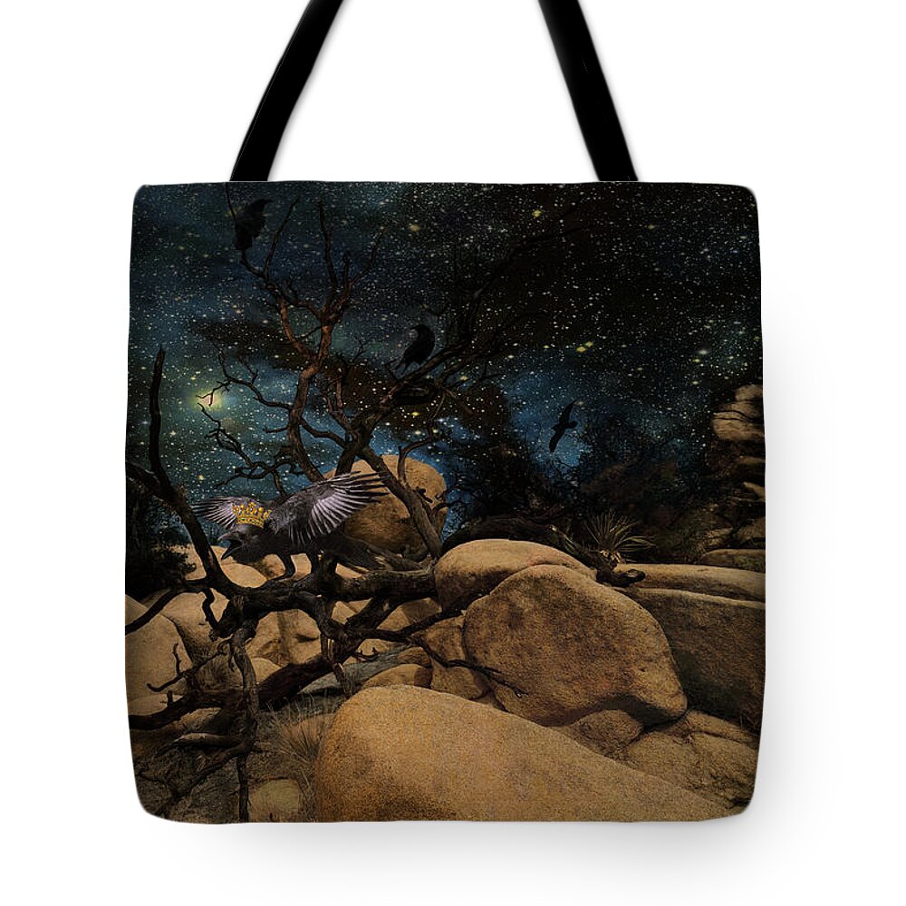Animals Tote Bag featuring the digital art The Raven King by Sandra Selle Rodriguez