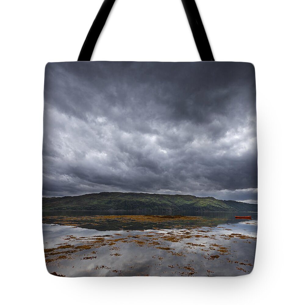 Boat Tote Bag featuring the photograph The Red Boat by Dominique Dubied