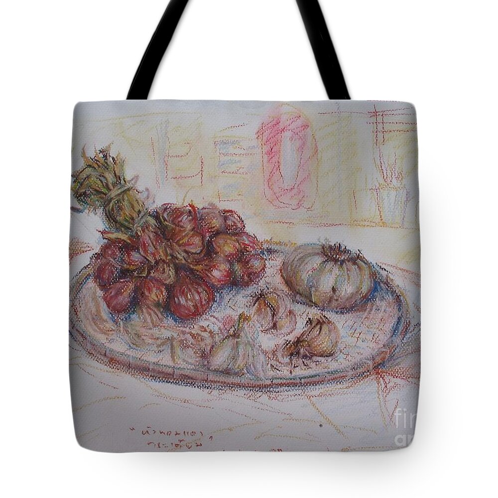 Onion Tote Bag featuring the painting The Red Onion by Sukalya Chearanantana