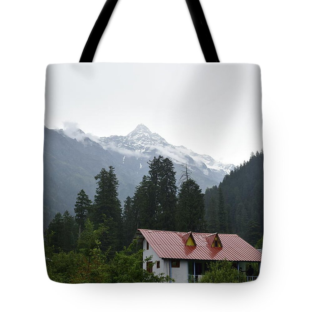 Mountains Tote Bag featuring the photograph The red roof by Sumit Mehndiratta