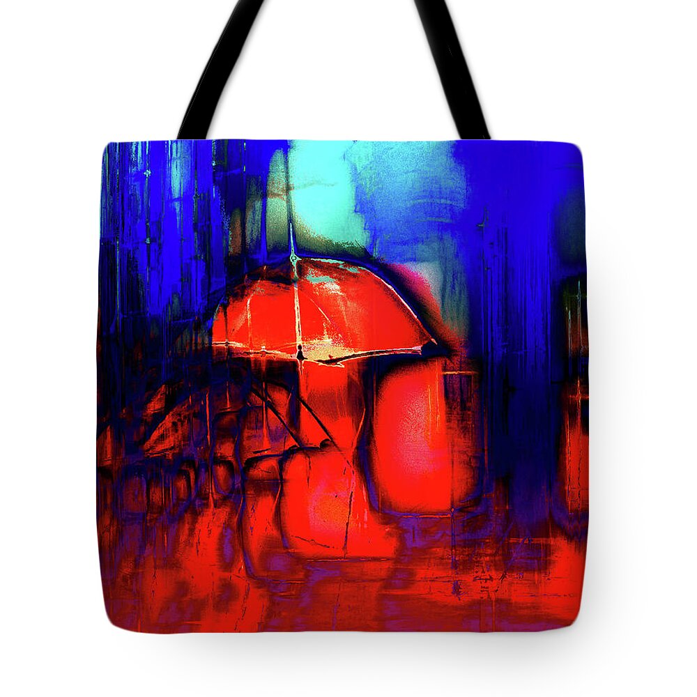 Umbrella Tote Bag featuring the photograph The red umbrella by Gabi Hampe