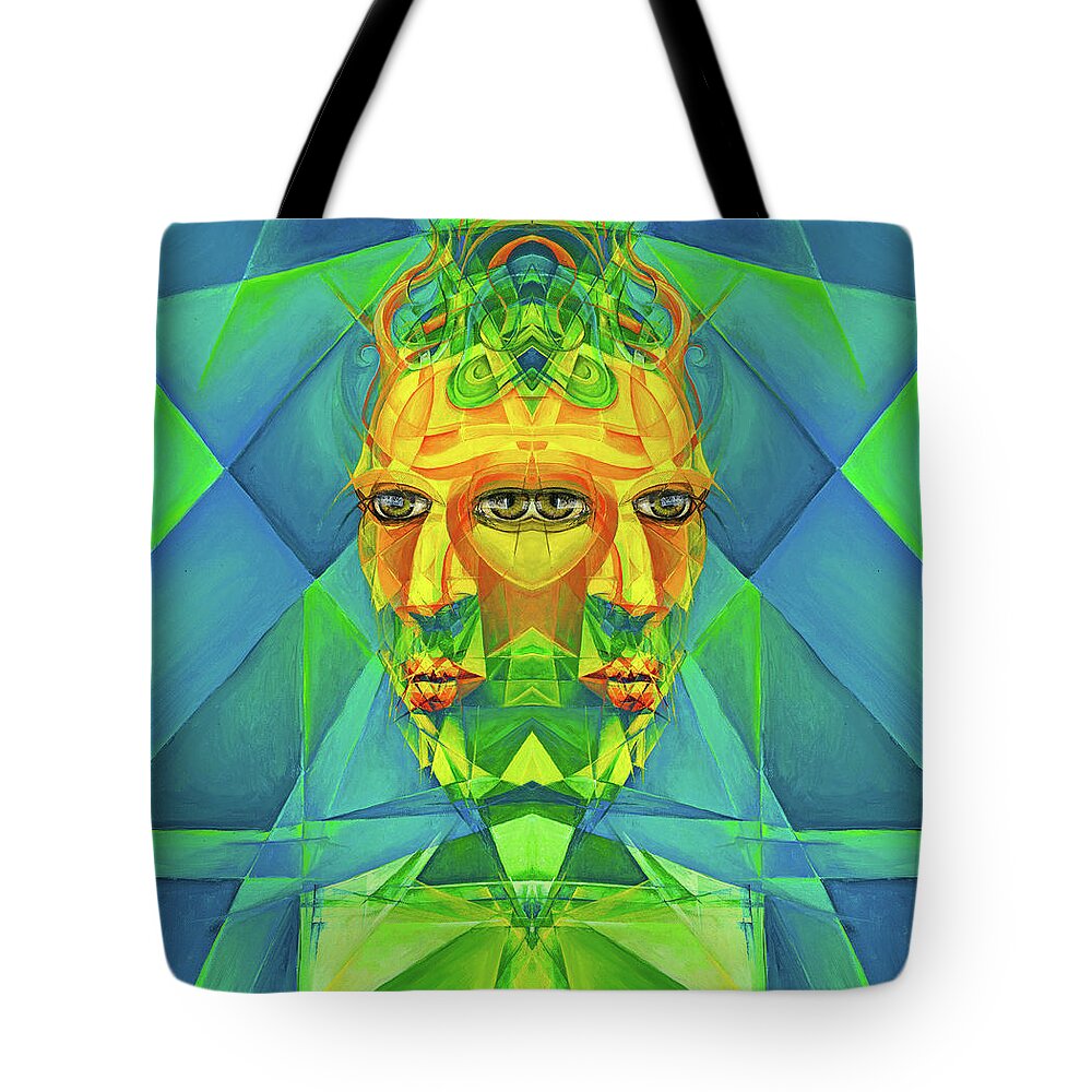 Cubism Style Tote Bag featuring the painting The Reinvention Reinvented 2 by Brian Kirchner