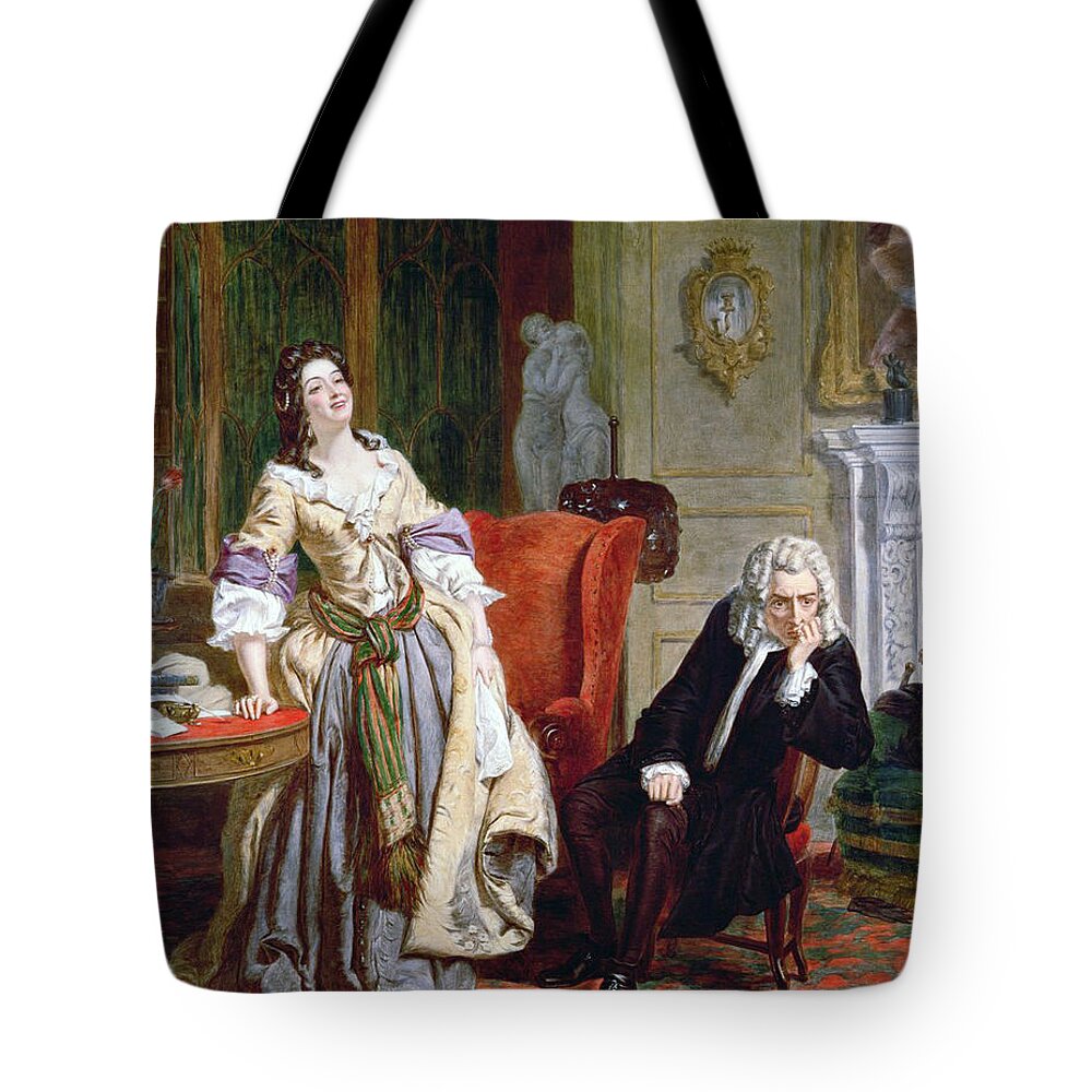 William Powell Frith - The Rejected Poet Tote Bag featuring the painting The Rejected Poet by MotionAge Designs