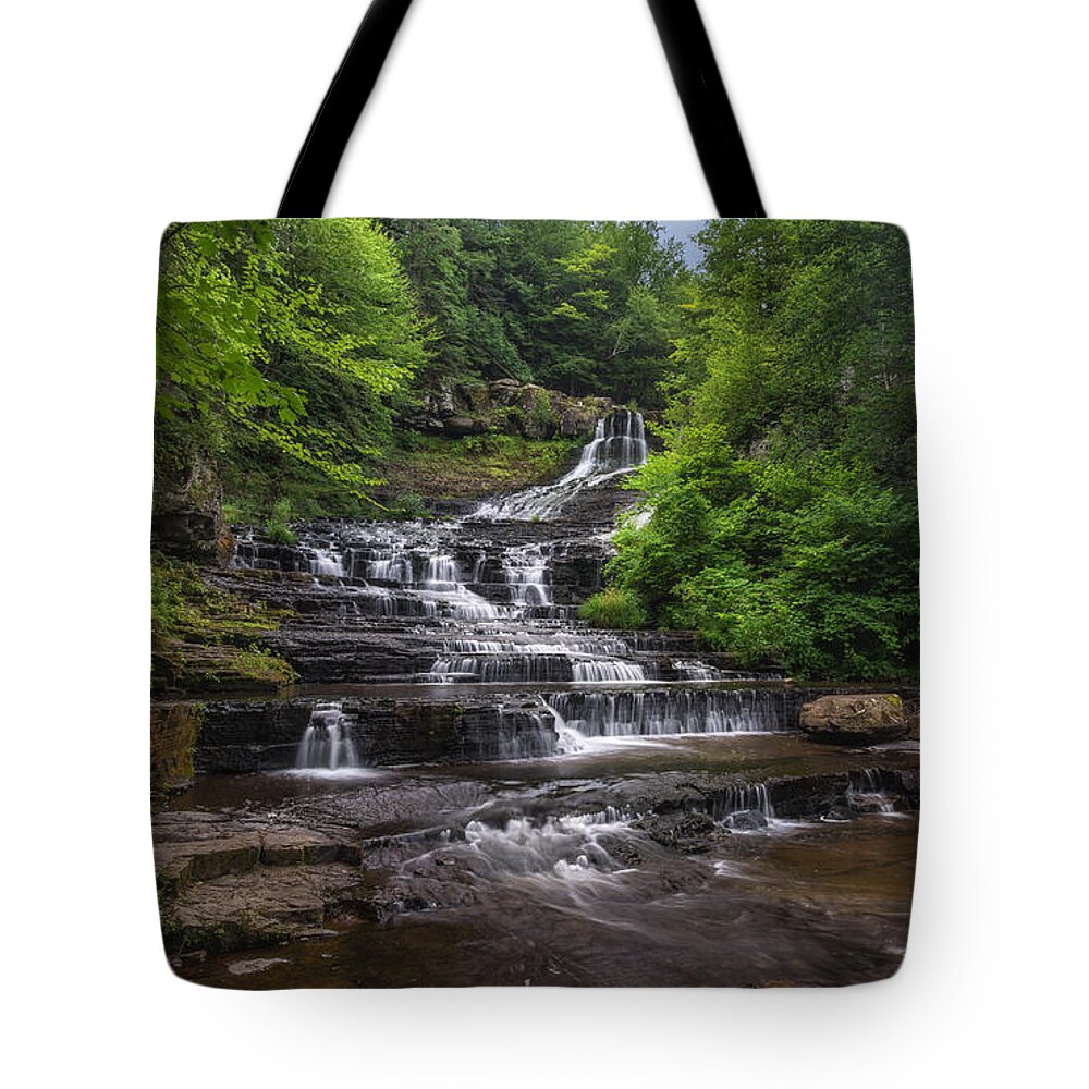 Waterfall Tote Bag featuring the photograph The Rensselaerville Falls by Mark Papke