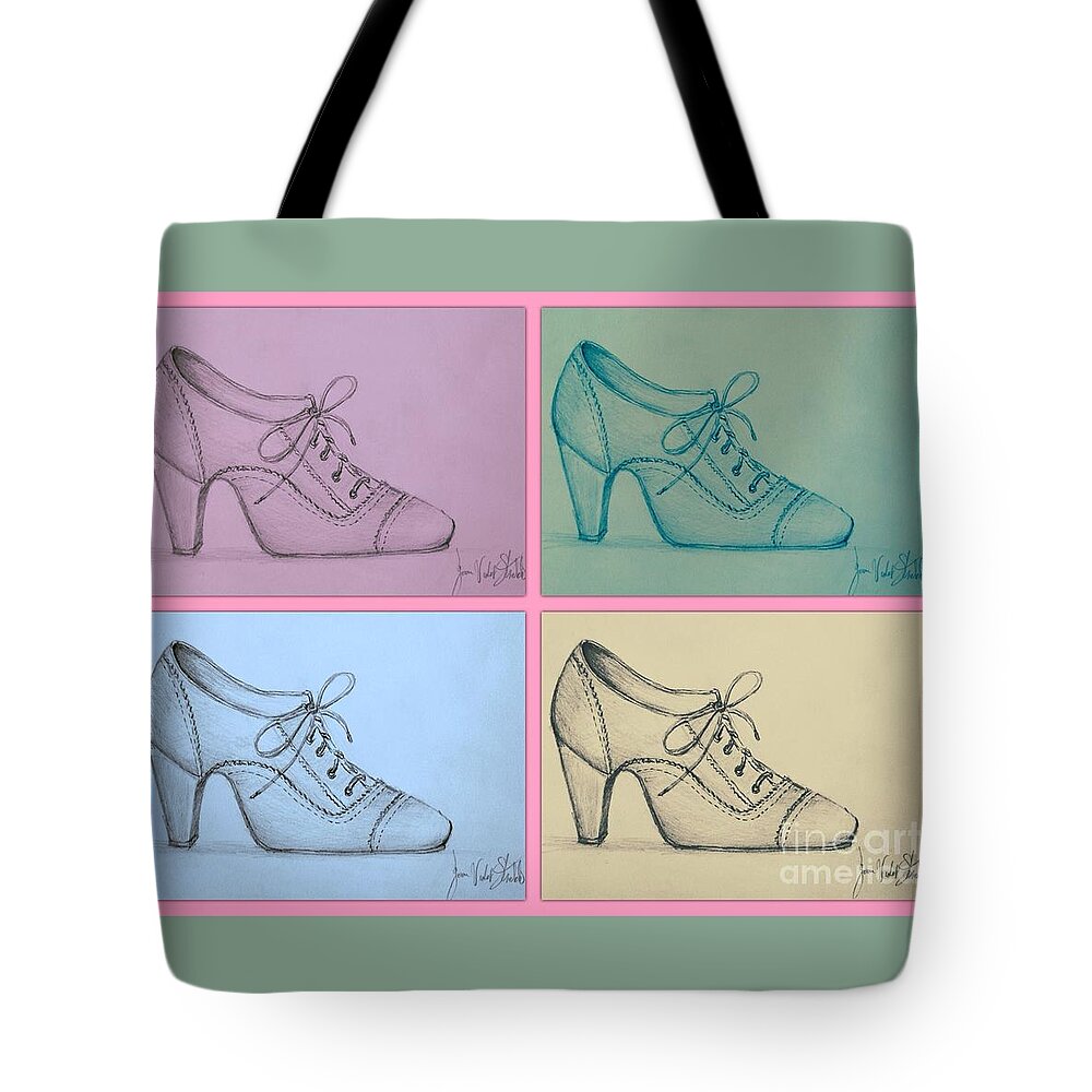 Pop Art Tote Bag featuring the drawing The Right Shoe Pop Art by Joan-Violet Stretch