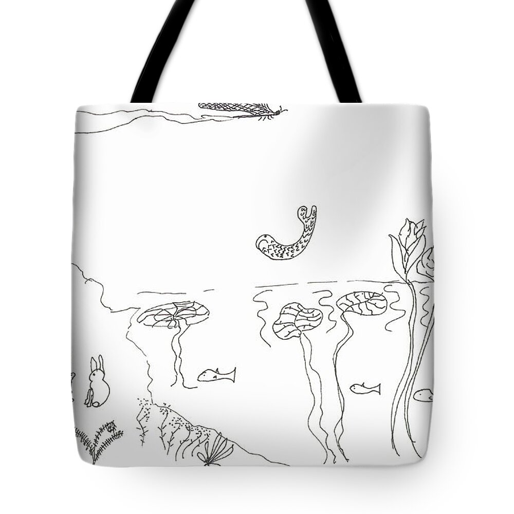 River Tote Bag featuring the painting The River Bank by Helen Holden-Gladsky