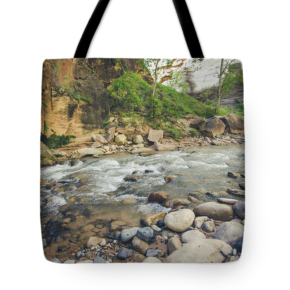 Landscape Tote Bag featuring the photograph The River Hike by Margaret Pitcher