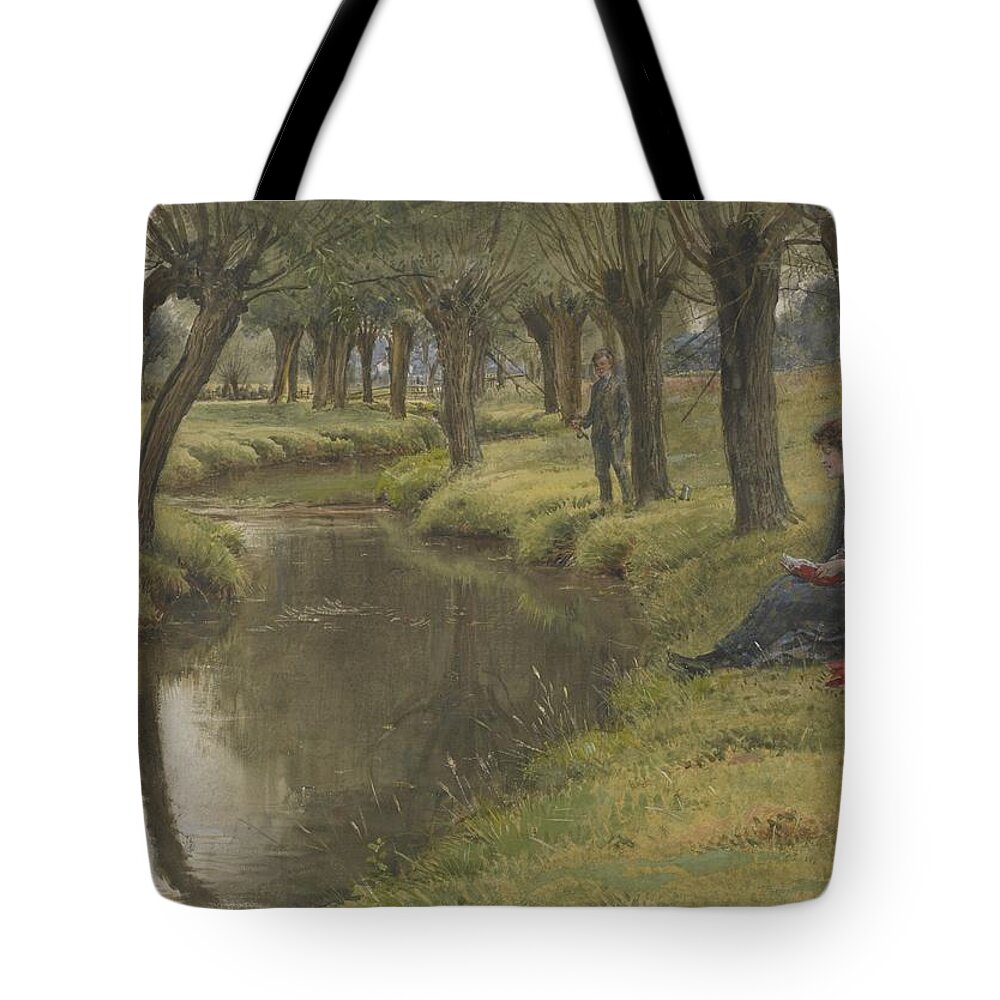 The River Tote Bag featuring the painting The river, United Kingdom, by George Kilburne by Celestial Images