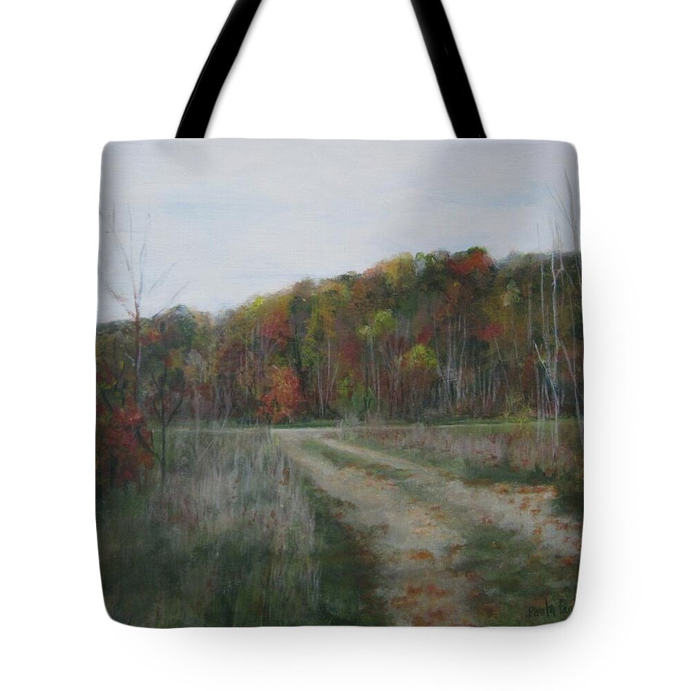 Autumn Tote Bag featuring the painting The Road to Autumn by Paula Pagliughi
