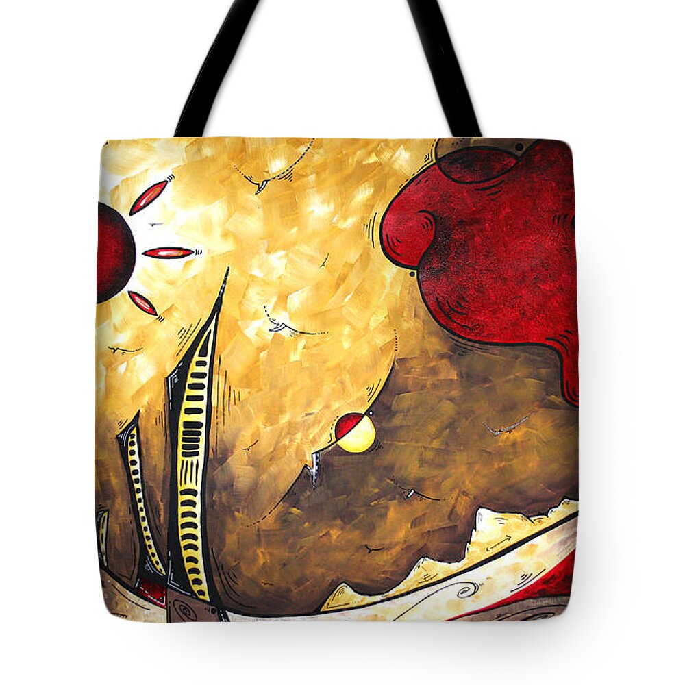 Art Tote Bag featuring the painting THE ROAD TO LIFE Original MADART Painting by Megan Aroon