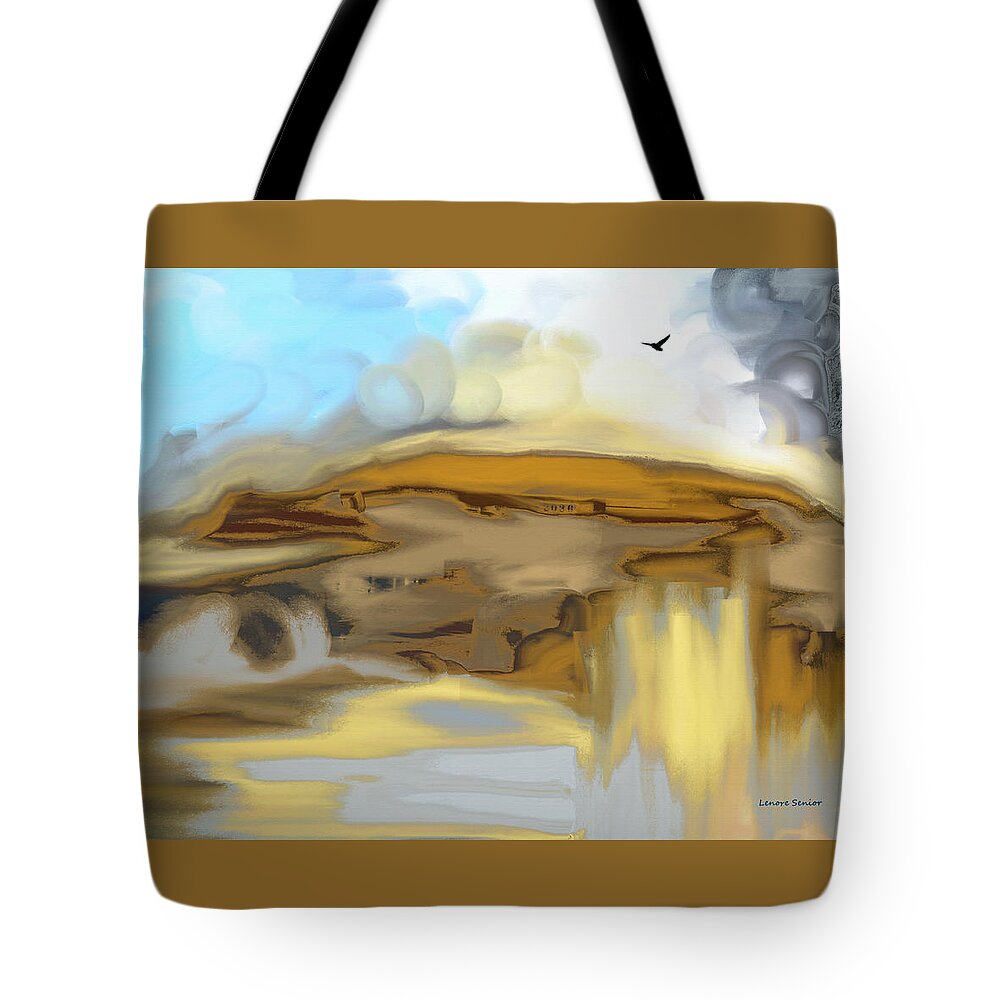 Abstract Tote Bag featuring the painting The Rocks by Lenore Senior