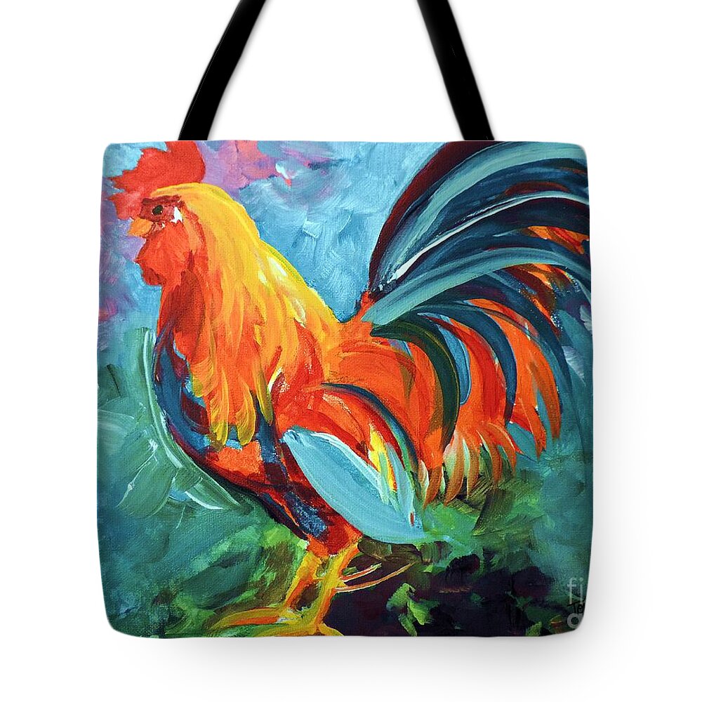 Rooster Tote Bag featuring the painting THE Rooster by Tom Riggs