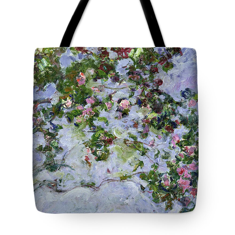 The Roses Tote Bag featuring the painting The Roses by Claude Monet