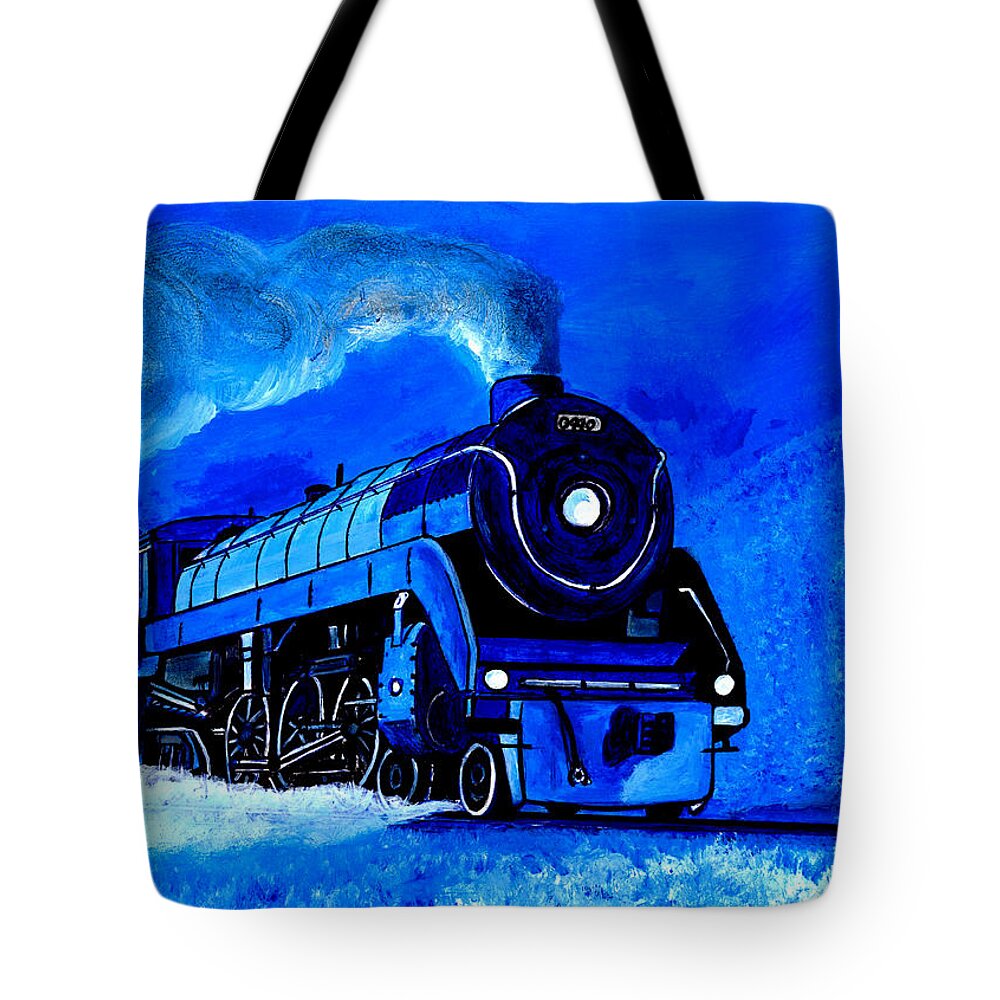 Royal Hudson Tote Bag featuring the painting The Royal Blue Express by Pj LockhArt
