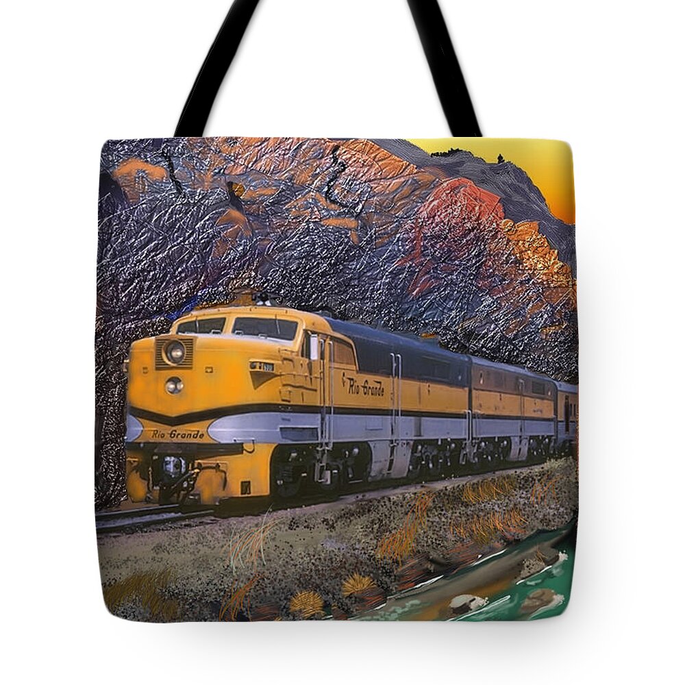Trains Tote Bag featuring the digital art The Royal Gorge by J Griff Griffin