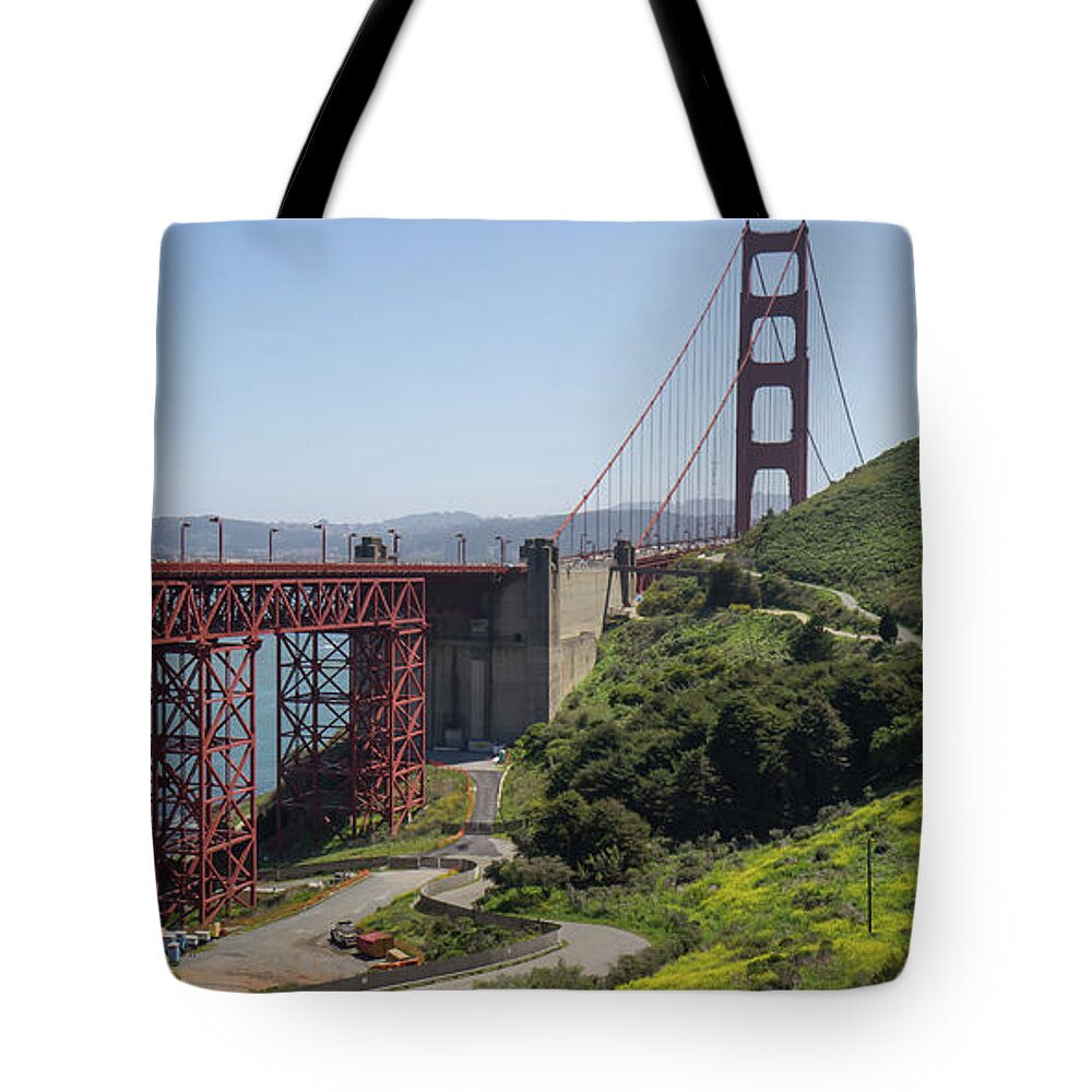 Wingsdomain Tote Bag featuring the photograph The San Francisco Golden Gate Bridge DSC6139long by San Francisco