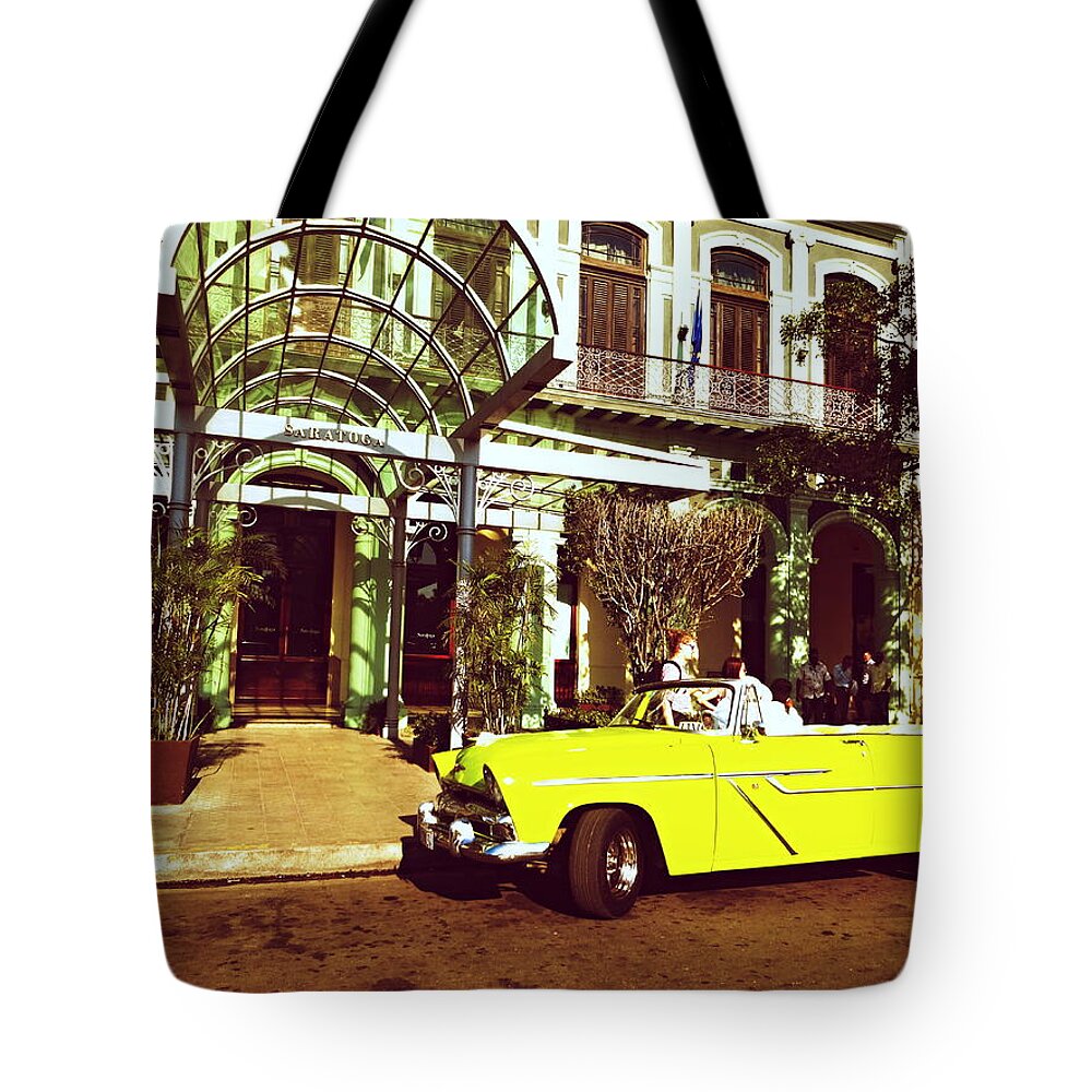 Havana Tote Bag featuring the photograph The Saratoga in Havana Cuba by Funkpix Photo Hunter