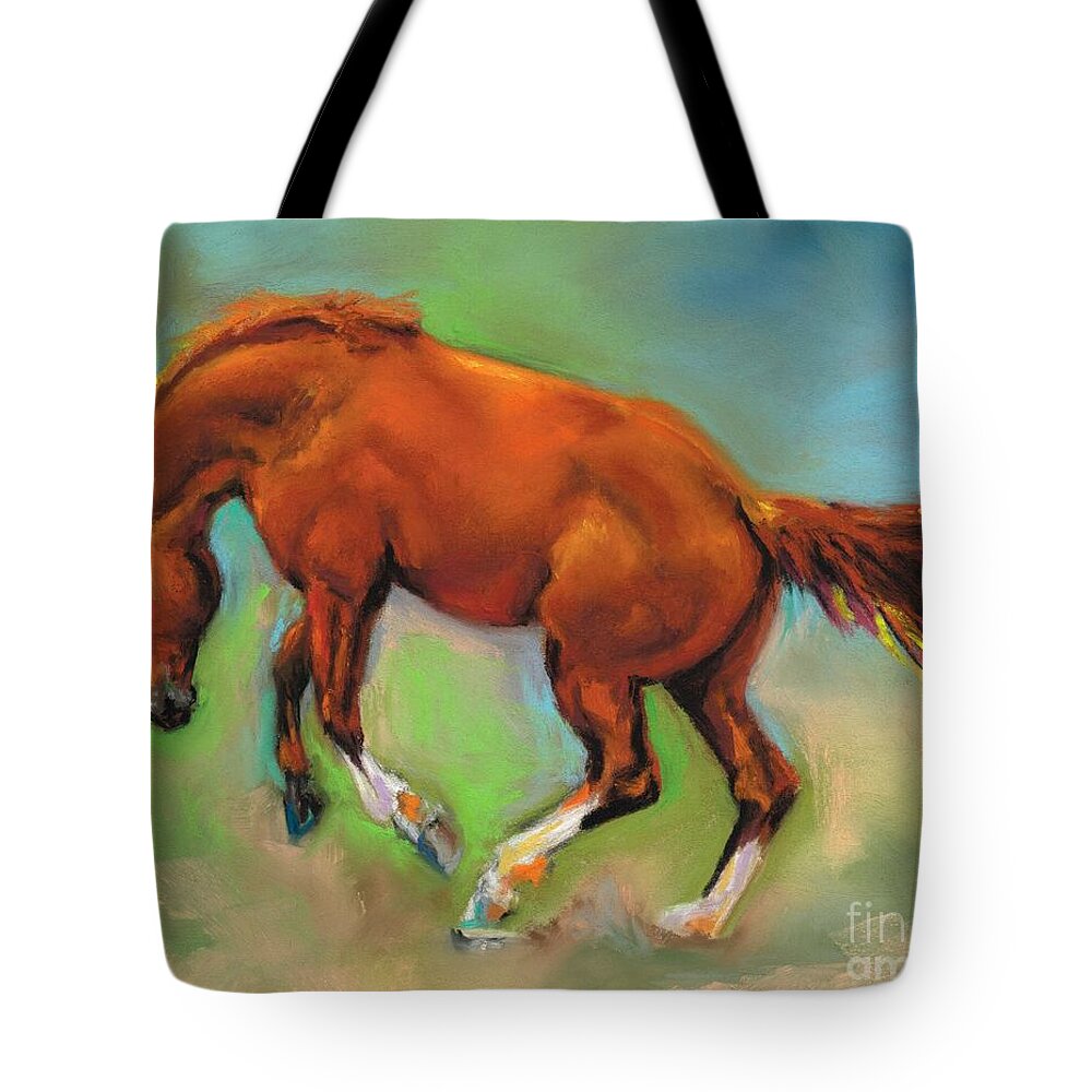 Horses Tote Bag featuring the painting The Sheer Joy of It by Frances Marino