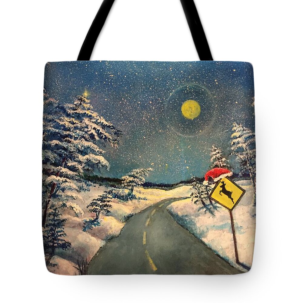 Christmas Tote Bag featuring the painting The Signs of Christmas by Rand Burns