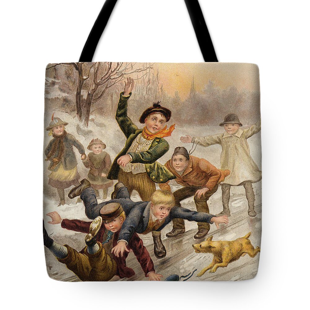Slide Tote Bag featuring the painting The Slide by Stanley Berkeley