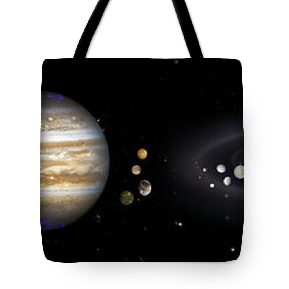 Solar System Tote Bag featuring the digital art The Solar System by Julie Rodriguez Jones
