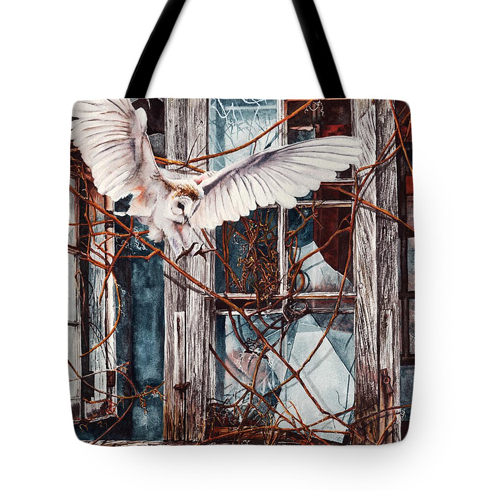 Owl Tote Bag featuring the painting The Sound Of Silence by Peter Williams