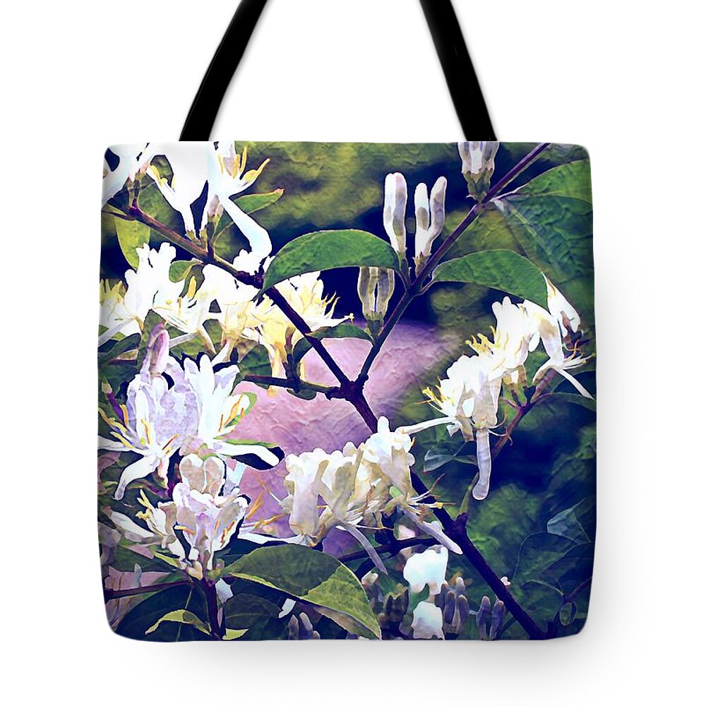 Honeysuckle Tote Bag featuring the painting The Spring Honeysuckle by Mindy Newman