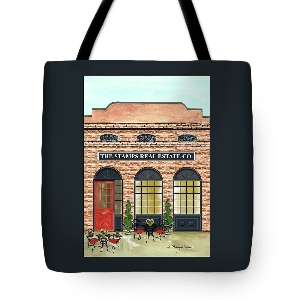 Building Tote Bag featuring the painting The Stamps Real Estate Co. by Anne Beverley-Stamps