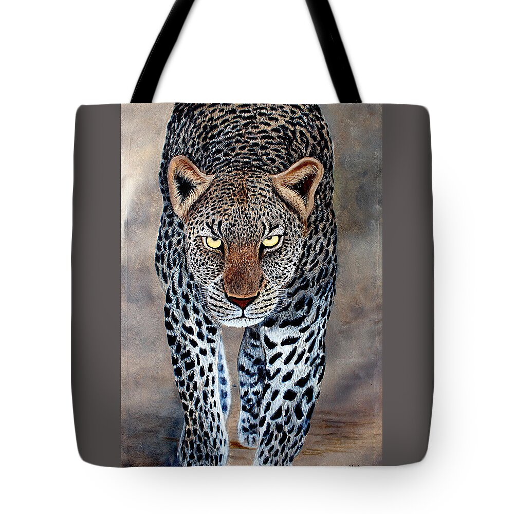 True African Art Tote Bag featuring the painting The Staredown by Wycliffe Ndwiga