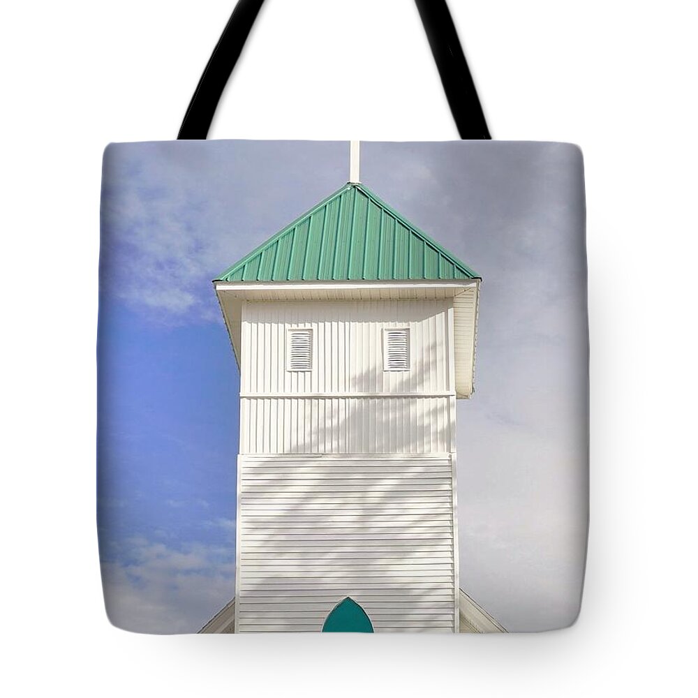 Steeple Tote Bag featuring the photograph The Steeple by Merle Grenz