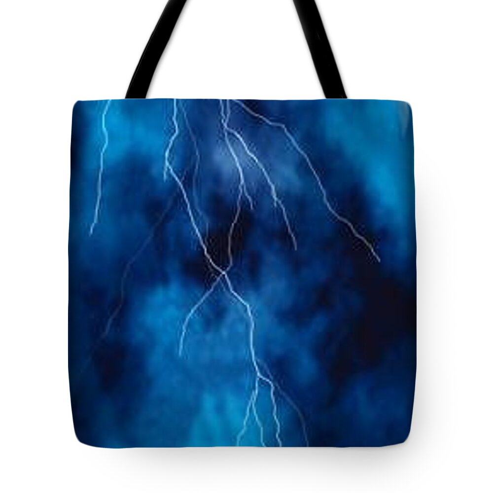Lightning Tote Bag featuring the digital art The Storm by Julie Rodriguez Jones