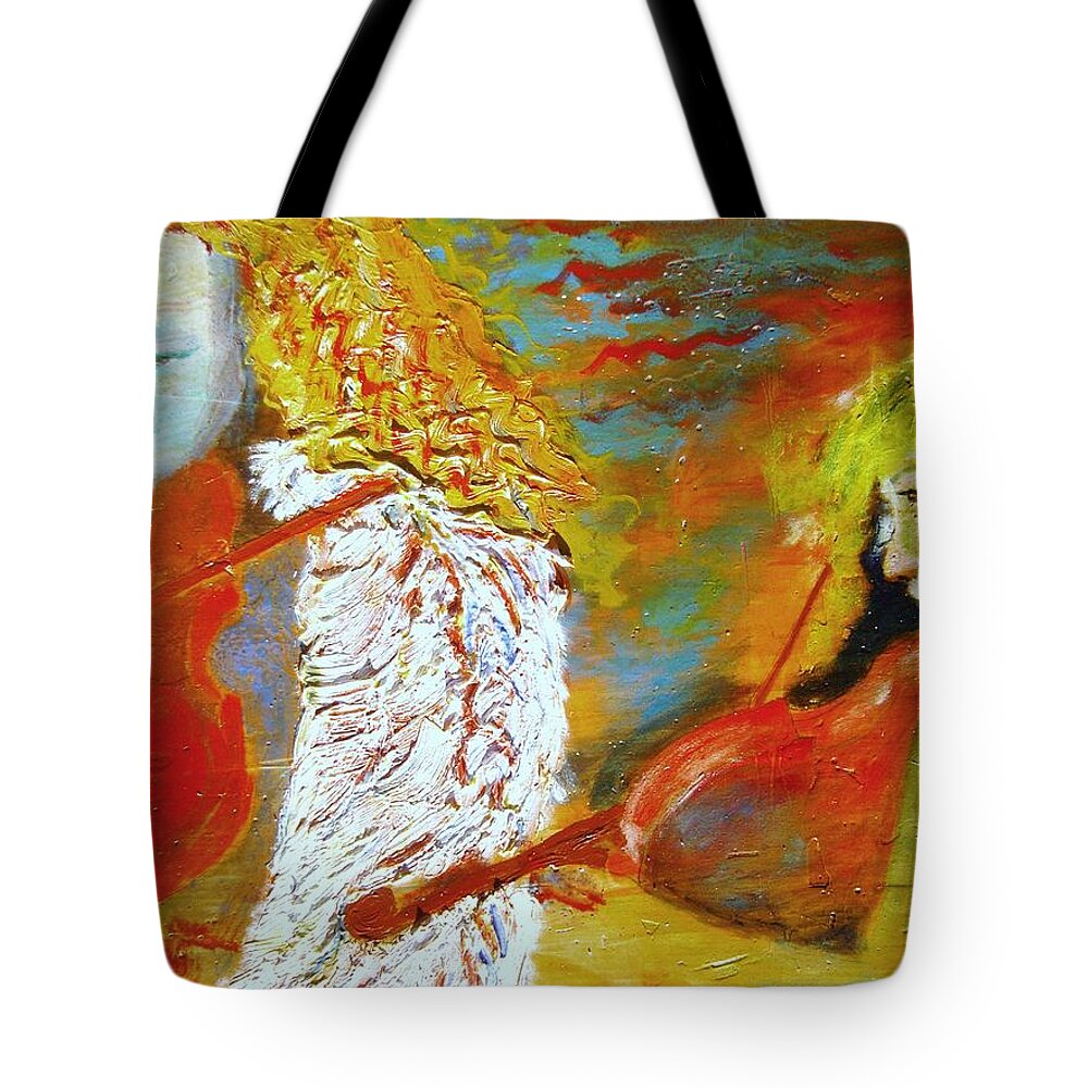 Music Tote Bag featuring the painting The Strings at Sunset by J Bauer